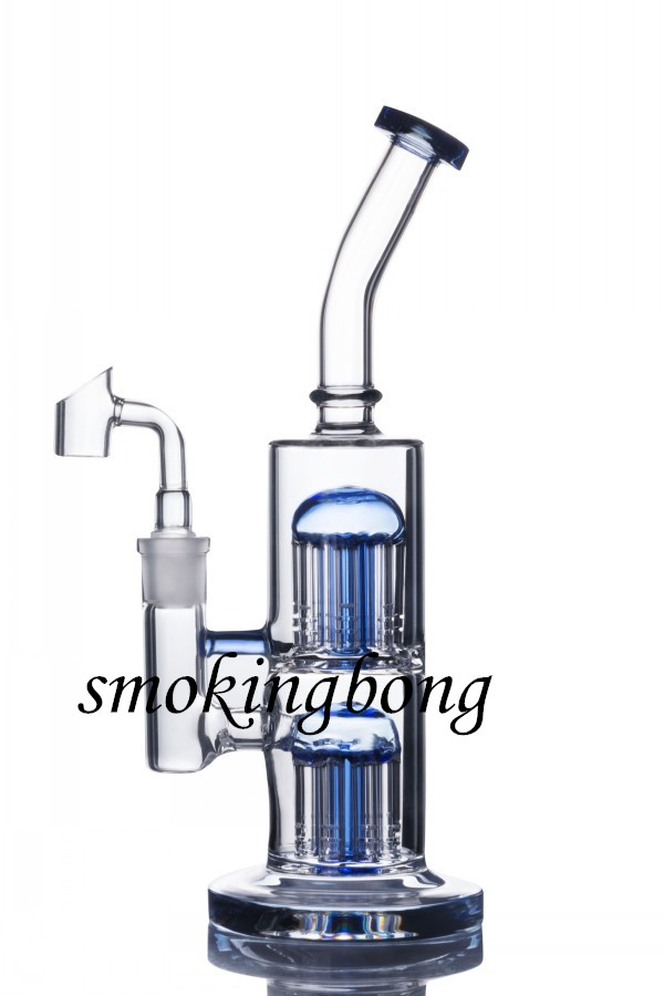 

Double Tree Perc Glass Water bongs Recycler Dab Rigs Heady Oil Rigs Thick Oil Bong Smoke Pipe Percolator With 14mm banger