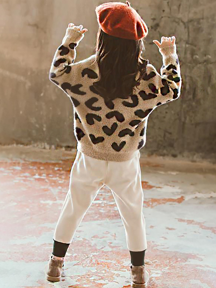 Clothing Sets For Girls Leopard print top+Solid Pants 2Pcs 2020 Spring and autumn Fashion Sets Kids Clothes Suits Y1117