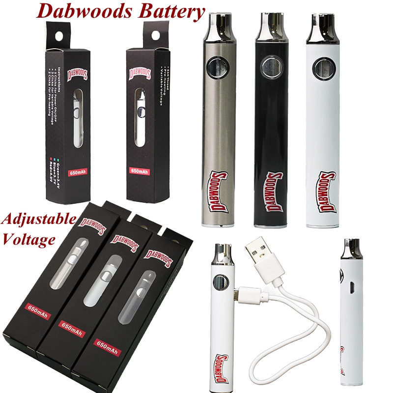 Newest Dabwoods Vape Pen Battery 650mAh Preheat Vaporizer 510 Thread Battery Variable Voltage carts Adjustable Battery USB Cable Packaging
Newest Dabwoods Vape Pen Battery 650mAh Preheat Vaporizer 510 Thread Battery Variable Voltage carts Adjustable Battery USB Cable Packaging