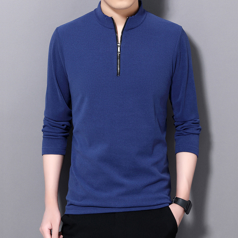 Thick Warm Bottoming Shirt Half Zip Pullover New Fashion T Shirts For Men Trends Tops Long Sleeve Tshirts Men Clothes 201203