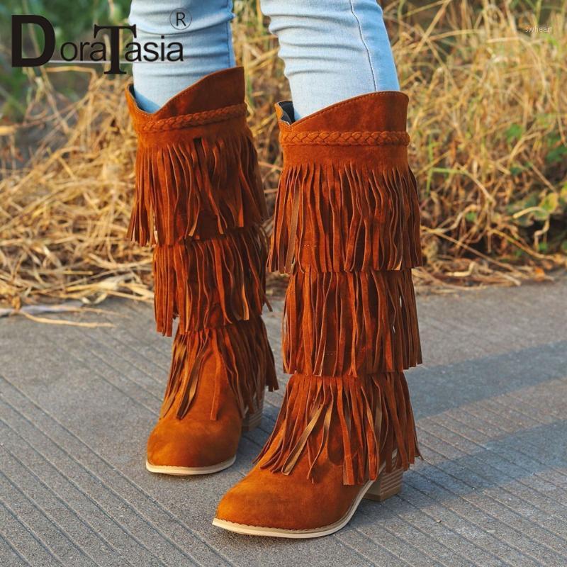 DORATASIA Classic Autumn Retro Fringe Boots High Chunky Heels Boots Women Hot Sale mid-calf Western Shoes Woman1, Black
DORATASIA Classic Autumn Retro Fringe Boots High Chunky Heels Boots Women Hot Sale mid-calf Western Shoes Woman1, Black