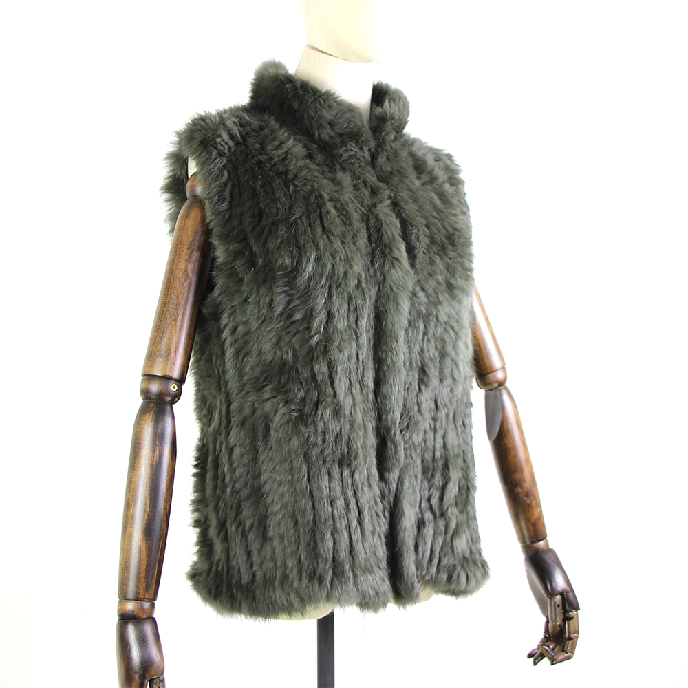 17 colors woman girl real rabbit fur vest jacket spring winter warm genuine rabbit fur knit coat vest black beige LJ201204