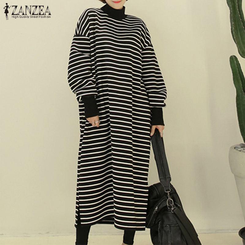 Fashion Striped Hoodies Dress Women' Autumn Sweatshirts 2020 ZANZEA Casual Long Sleeve Split Maxi Vestidos Female O Neck Robe, Black
Fashion Striped Hoodies Dress Women' Autumn Sweatshirts 2020 ZANZEA Casual Long Sleeve Split Maxi Vestidos Female O Neck Robe, Black