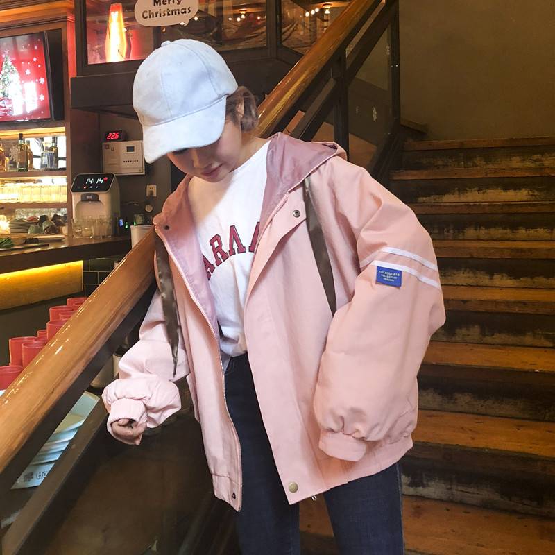 ZURICHOUSE Harajuku Jackets Women's Spring 2019 New Long Sleeve Hooded Basic Coat Loose All-match Bomber Jacket Female T200319