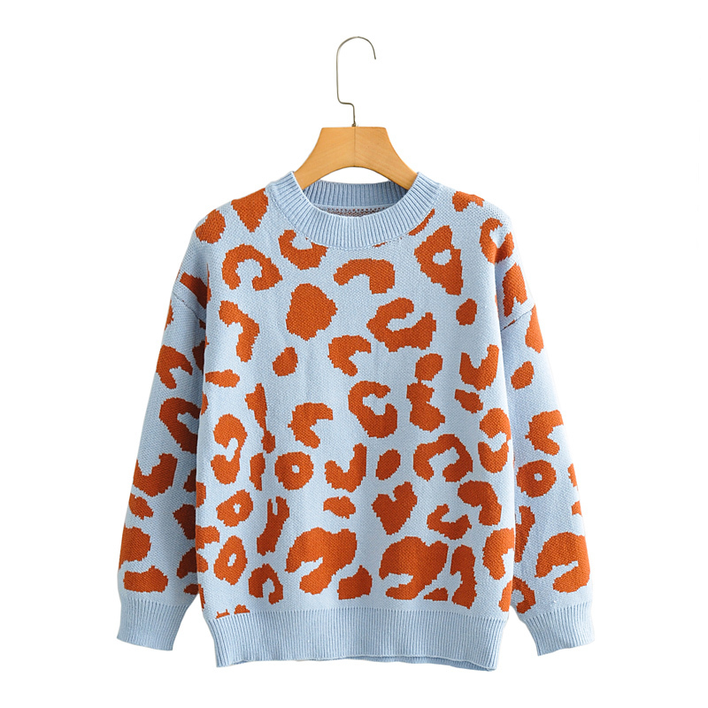Tangada women leopard knitted sweater winter animal print winter thick long sleeve female pullovers casual tops 2X05 200924