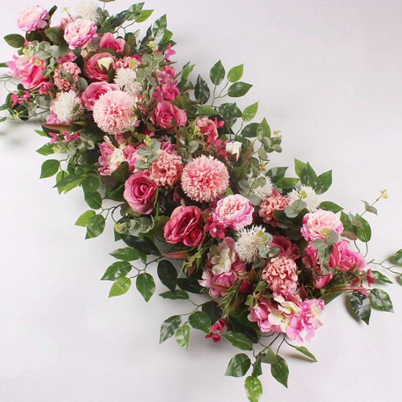 50/100cm DIY wedding flower wall arrangement supplies silk peonies rose artificial flower row decor wedding iron arch backdrop