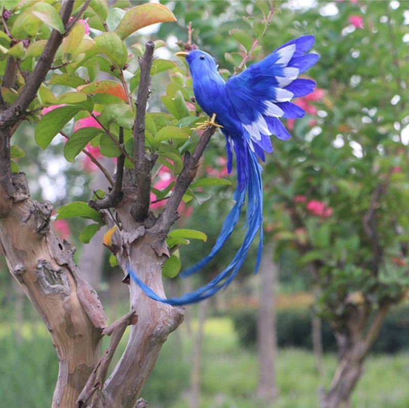 Artificial Bird Feathers Plastic Figurine Landscape Ornament Garden Decor Christmas DIY Halloween 28 5 3cm Y2009036421216