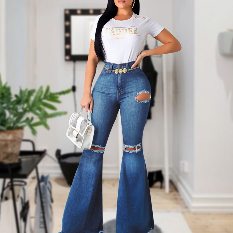 Flare-Leg Jeans Women New High Waist Jeans Bell Bottom Ripped 2020 For Women Denim Skinny Mom Wide Leg Pants, Light blue
Flare-Leg Jeans Women New High Waist Jeans Bell Bottom Ripped 2020 For Women Denim Skinny Mom Wide Leg Pants, Light blue