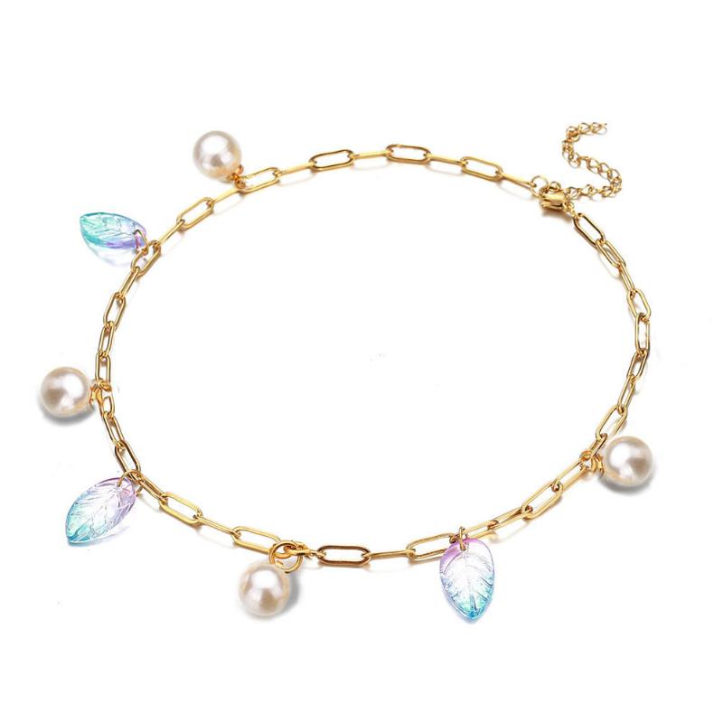 Stainless Steel Imitation Pearl Beads Crystal Colorful Leaf Tassel Choker Necklaces for Women Charm Jewelry Valentine's Gift
Stainless Steel Imitation Pearl Beads Crystal Colorful Leaf Tassel Choker Necklaces for Women Charm Jewelry Valentine's Gift