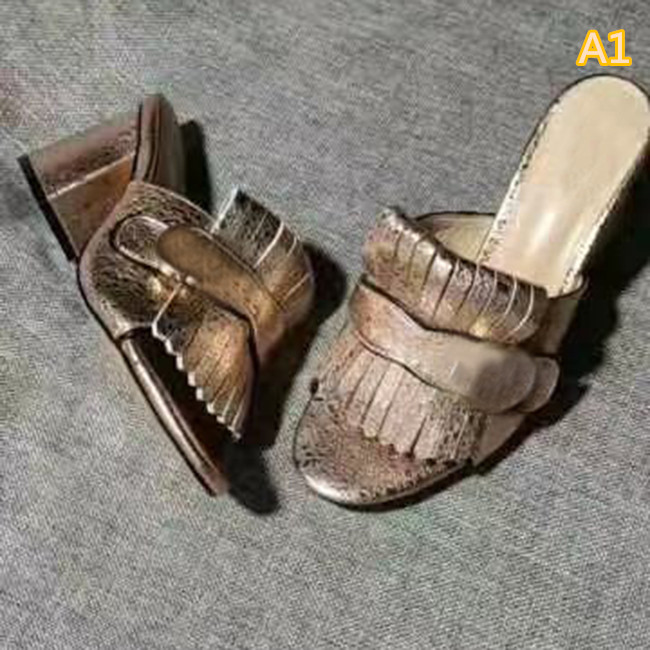Fashion Classic woman Sandals Lady Summer luxury Designer Sandals Metal buckle Leather sexy high heeled shoes Coarse heel7.5cm Half slippers, A1
Fashion Classic woman Sandals Lady Summer luxury Designer Sandals Metal buckle Leather sexy high heeled shoes Coarse heel7.5cm Half slippers, A1
