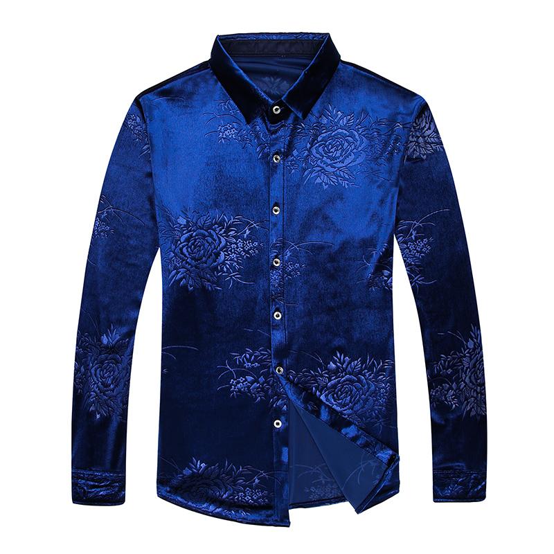 Male Floral Shirt Long Sleeve High Quality Man Gold Velvet Shirt Soft Velevt Clothes, Black
Male Floral Shirt Long Sleeve High Quality Man Gold Velvet Shirt Soft Velevt Clothes, Black