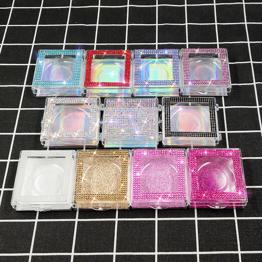 3D Mink Eyelash Diamond Package Boxes False Eyelashes Square Packaging Empty Eyelash Box Case Lashes Box Packaging 32styles