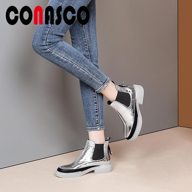 CONASCO Women Ankle Boots New Genuine Leather Autumn Winter Warm Fashion Concise Platforms Shoes Woman Round Toe Casual Boots, Silver
CONASCO Women Ankle Boots New Genuine Leather Autumn Winter Warm Fashion Concise Platforms Shoes Woman Round Toe Casual Boots, Silver