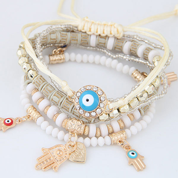 Kabbalah Fatima Hamsa Hand Evil Eye Charms Bracelets & Bangles Multilayer Braided Handmade Beads Pulseras For Women Men GD1223