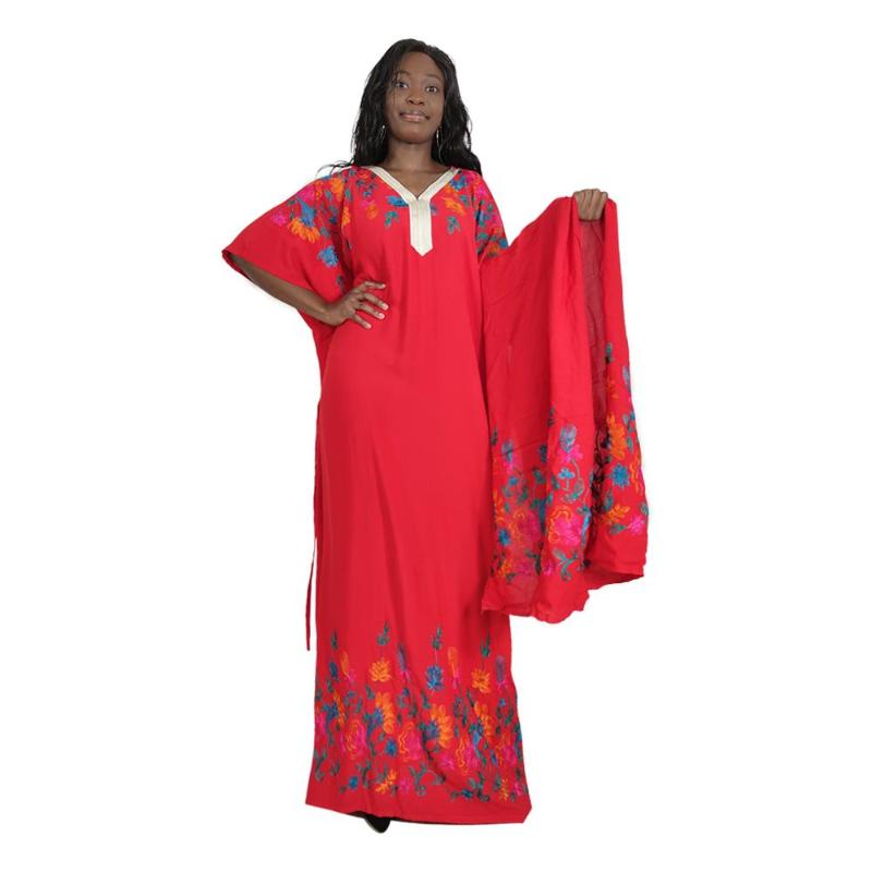 Ethnic Style Solid Loose African Dresses for Women V Neck Embroidery Floral Plus Size Clothing Femme Robe with Scarf
Ethnic Style Solid Loose African Dresses for Women V Neck Embroidery Floral Plus Size Clothing Femme Robe with Scarf