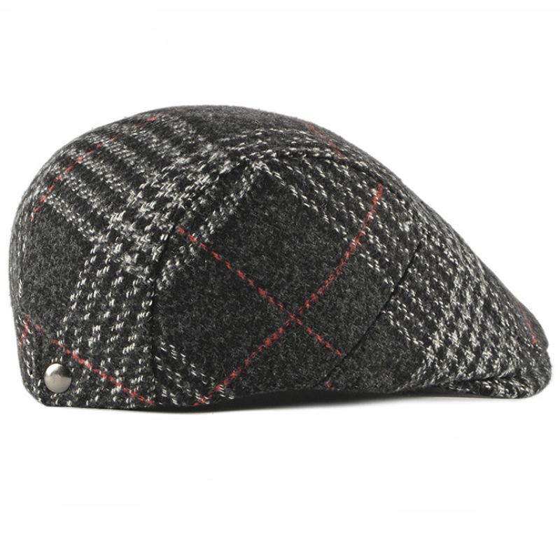 HT2701 Beret Cap Autumn Winter Wool Hat Vintage Plaid Men Women Berets Adjustable Retro Ivy Newsboy Flat Cap Artist Painter Hat 201026