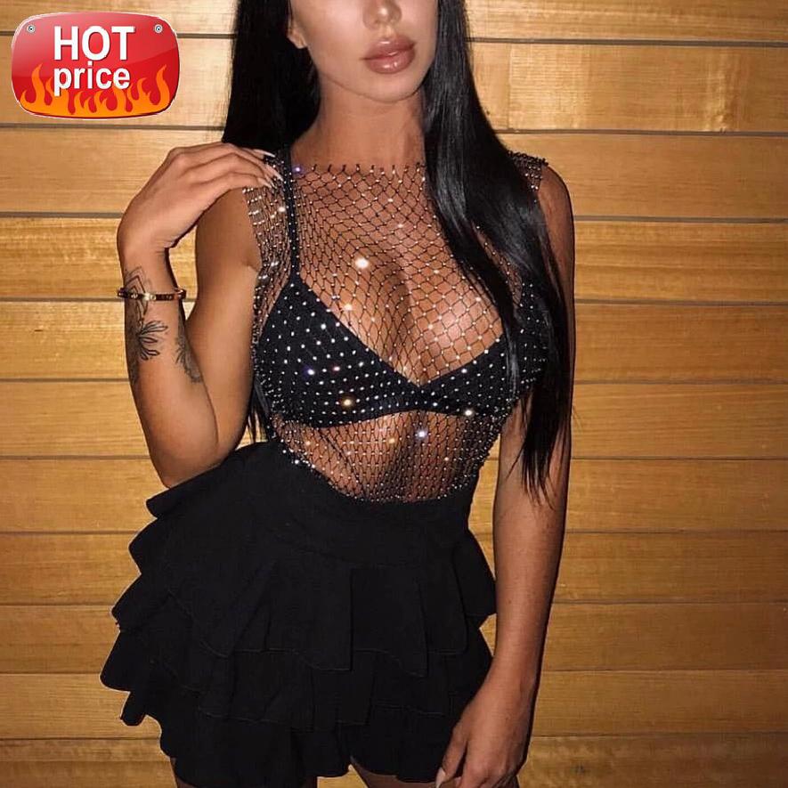Women's Fishnet Rhinestone Crop Top 2019 Summer Sexy Mesh High Elastic Black White Shirt Net See Through Rave Diamond Tank Top #Qa2x
Women's Fishnet Rhinestone Crop Top 2019 Summer Sexy Mesh High Elastic Black White Shirt Net See Through Rave Diamond Tank Top #Qa2x