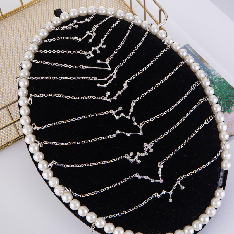 12 Constellation Horoscope Astrology Charm Bracelet for Women Gold Silver Plated Austrian Crystal Zodiac Hand Chain Cubic Zirconia Stones Bangle Jewel