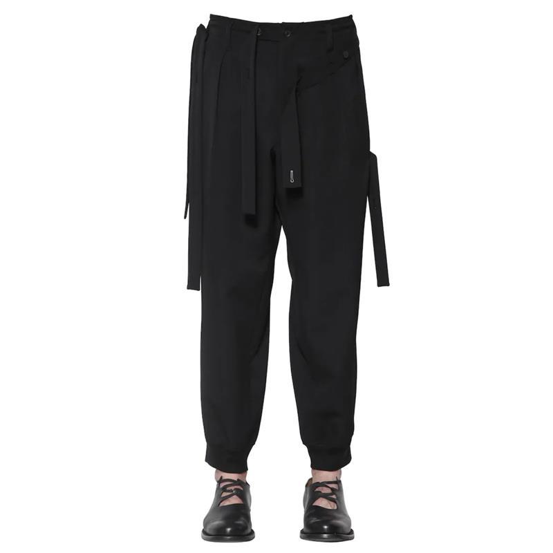 Streamer casual pants, baggy pants, crotch loose and thin, Black
