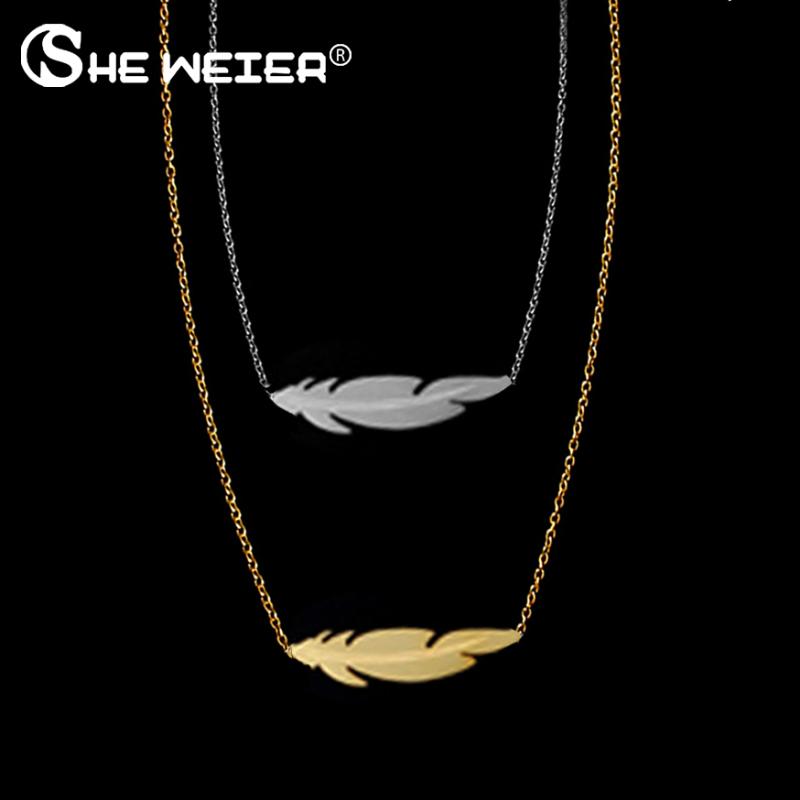 SHE WEIER feather necklace women stainless steel neckla pendant chain jewelry for women choker female feather neckless
SHE WEIER feather necklace women stainless steel neckla pendant chain jewelry for women choker female feather neckless