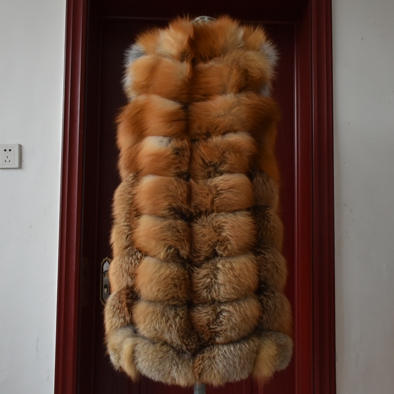 Winter Red Fox Fur Vest Female Real Long Women Red Fox Fur Waistcoat Natural Waistcoat Long Free Shipping 201112