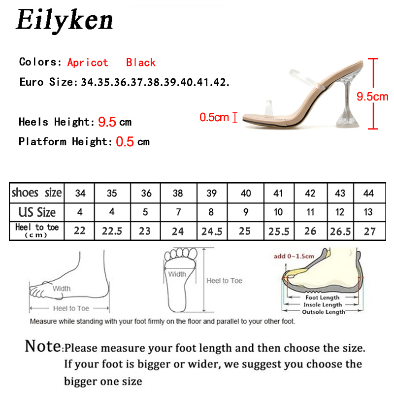 Eilyken Plus size 35-42 PVC Transparent Band Square Open toe Slippers New Clear Crystal Glass Heel Slides shoes Size 35-42 LJ200903