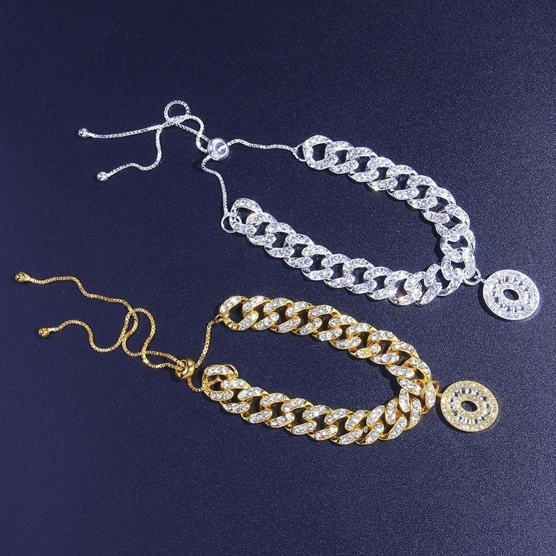 12mm DIY Gold Layered Initial Cuban Link Chain Iced Out Anklets for Women Anklet Ankle Bracelet Stainless Steel Jewelry 220216