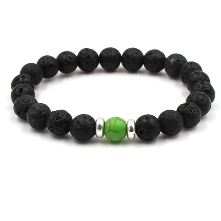 Black Natural Vocanic Rock Beaded Strand Bracelets Chakra Yoga Bracelet Essential Oil Diffuser Bracelets for Men Women Stone Hand Chain Wholesale Pric