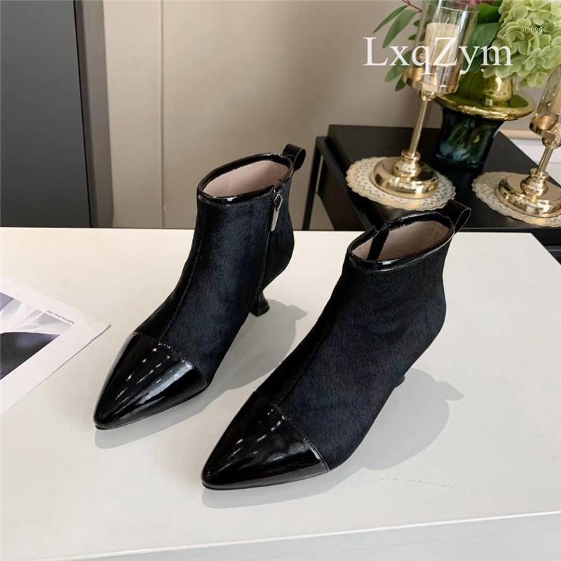 Women Ankle Boots Patent Leather Pointed Toe Zip Horsehair Suede Female Boot Shoes Comfortable Latex Padded Boots Woman 2021 New1, As show
Women Ankle Boots Patent Leather Pointed Toe Zip Horsehair Suede Female Boot Shoes Comfortable Latex Padded Boots Woman 2021 New1, As show