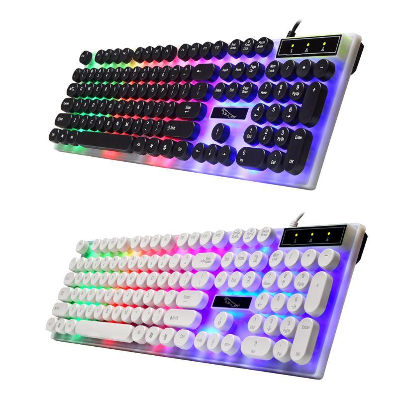 Keyboard with Round Keycaps for PC/Laptop Backlit Keyboard for Computer Gamers