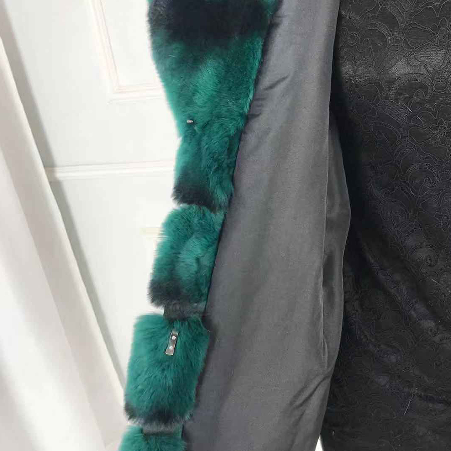 New Fashion Rex Rabbit Fur Coat Full Sleeves Chinchilla Color High Quality 100% Genuine Rex Rabbit Fur 201112
