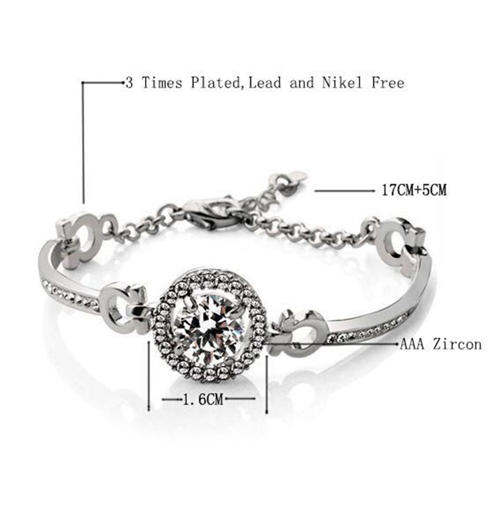 Fashion 18K Gold Silver Plated Zircon Jewelry Set for Women Austrain Crystal Necklace Earrings Bracelet Jewelry Sets Bridal Engagement Wedding Jewelry