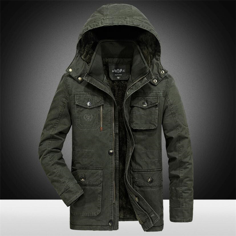 Men's Parka Top Warm Waterproof Big Size Jacket Thicken Heavy Wool Winter Coat Male Fleece Cotton-Padded 201209