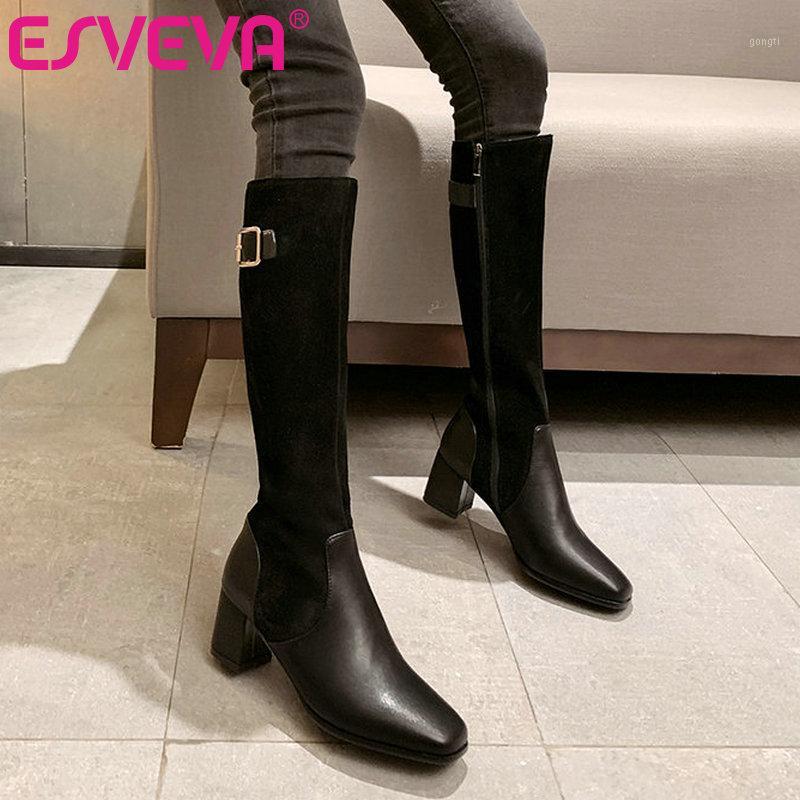 ESVEVA 2020 Shoes Women Knee-high Boots Square Med Heel PU+Leather Boots Fashion Platform Round Toe Motorcycle Size 34-391, Black
ESVEVA 2020 Shoes Women Knee-high Boots Square Med Heel PU+Leather Boots Fashion Platform Round Toe Motorcycle Size 34-391, Black