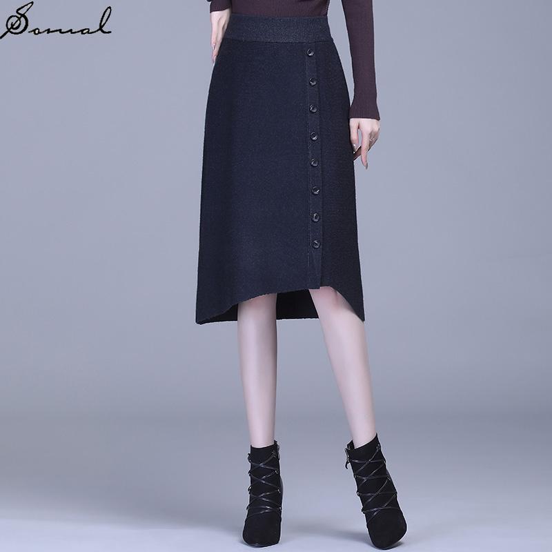 SOMAL Women Single Breasted A Line Skirts Lady Trendy Korean Style High-waisted Thick Black Long Kint Skirt for Party and Club
SOMAL Women Single Breasted A Line Skirts Lady Trendy Korean Style High-waisted Thick Black Long Kint Skirt for Party and Club