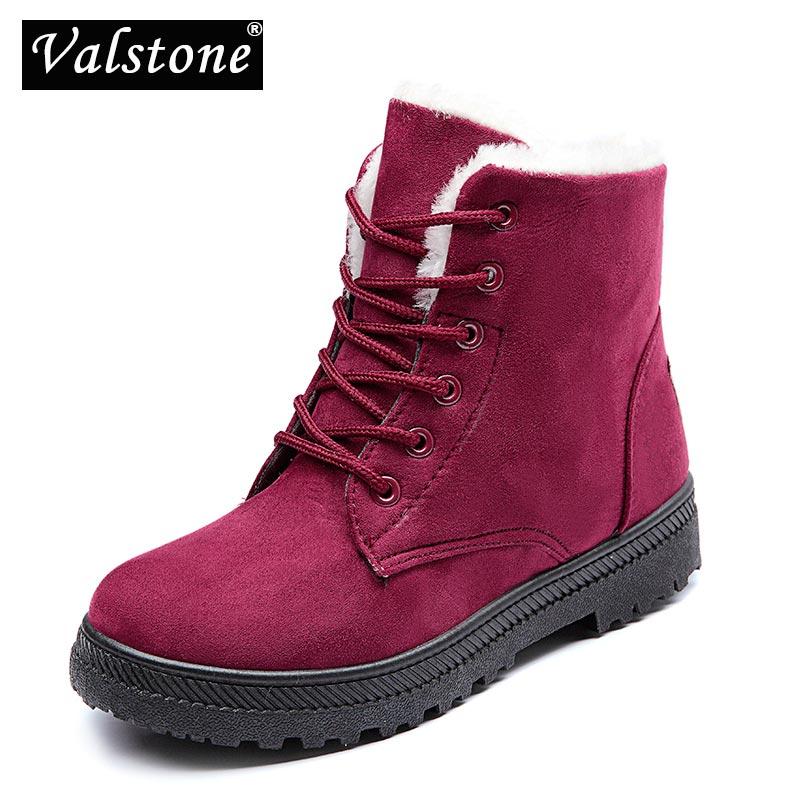 

Valstone Quality Woman Snow Boots Winter Warm Lining Flats High-top Shoes Outdoor Female Fashion Lace-up Botas Plus Size 35-44, Blue plush