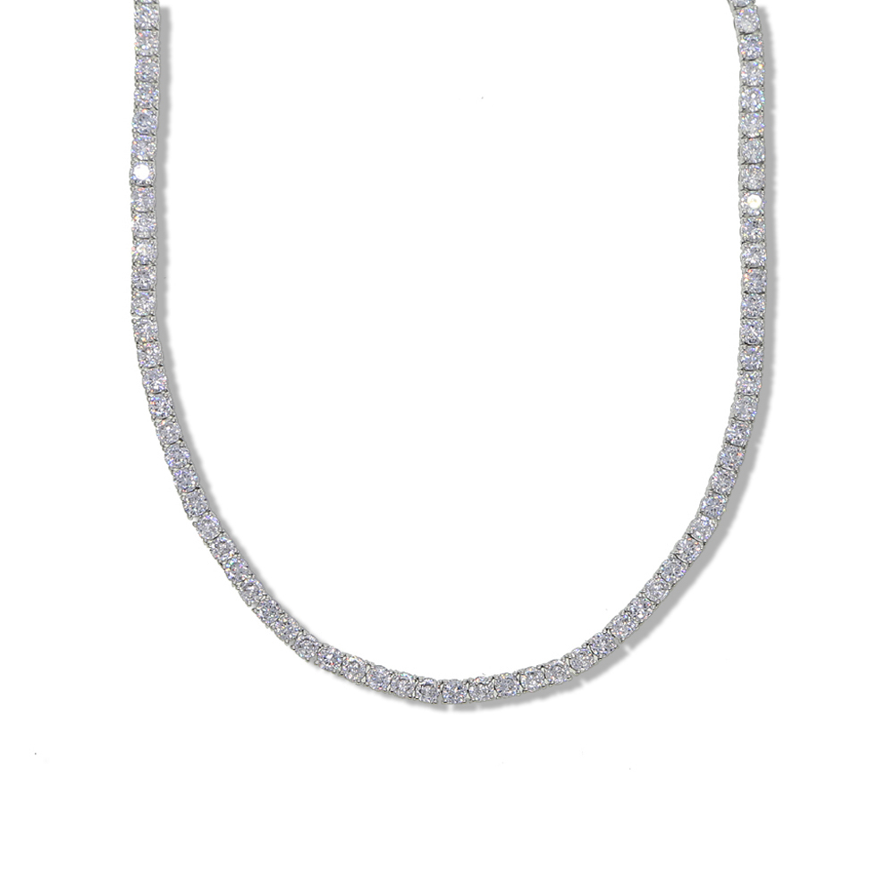 4mm Silver Color Iced Out Tennis Chain Hip Hop Necklcae Micro Pave CZ Stone Bling Zircon Chokers Necklaces 1 Row Women Jewelry T200821