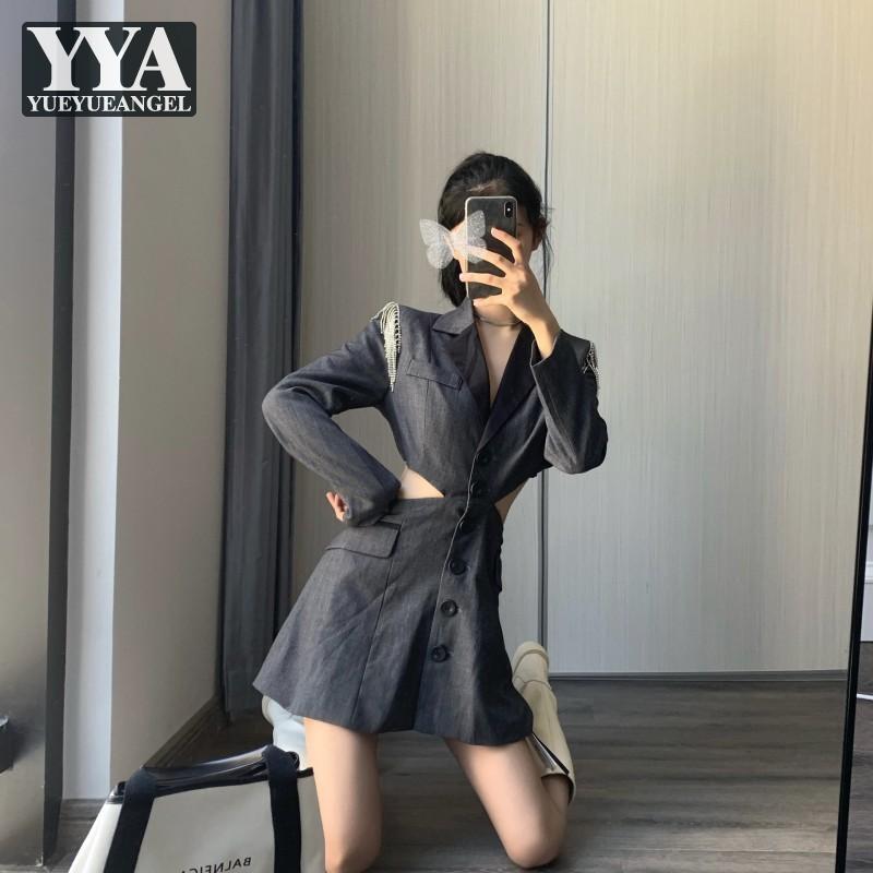 Designer Women Gray Blazers Fashion Sexy Slim Fit Hollow Out Suit Jacket Autumn Long Sleeve Tassel Single Breasted Blazer Coat
Designer Women Gray Blazers Fashion Sexy Slim Fit Hollow Out Suit Jacket Autumn Long Sleeve Tassel Single Breasted Blazer Coat