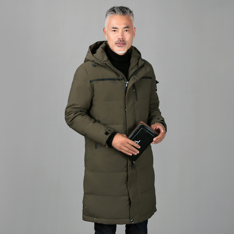 Plus Size 5XL Middle-aged Men Winter Down Coat For Father Long White Duck Down Winter Jacket Men Hooded Down Parka Men Overcoat 201128