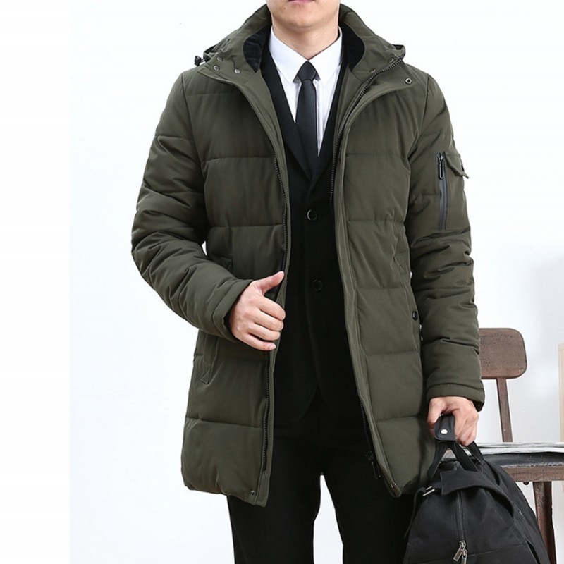 Business Casual Winter Men Long Down Jacket Large Size L-6XL Thicken Warm Parkas Coats Hooded Windbreaker Manteau Homme Hiver 201214