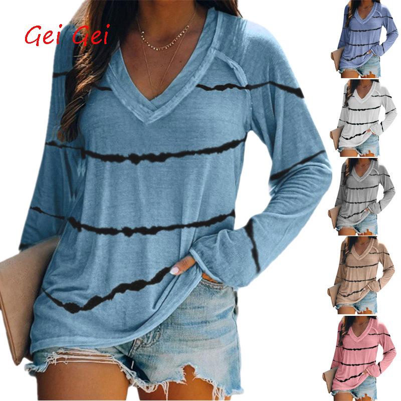 Striped T Shirt Women Long Sleeve V-Neck Loose Plus Size Casual Tie Dye Winter Oversized T-Shirt Korean Fashion Vintage Clothes, Gray
Striped T Shirt Women Long Sleeve V-Neck Loose Plus Size Casual Tie Dye Winter Oversized T-Shirt Korean Fashion Vintage Clothes, Gray