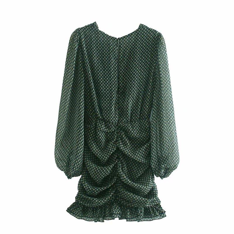 Woman Chic Back Zip Ruffle Party Dresses Mini Dress Women Wrap V-neck Long Sleeve Vintage Dress, Green
Woman Chic Back Zip Ruffle Party Dresses Mini Dress Women Wrap V-neck Long Sleeve Vintage Dress, Green