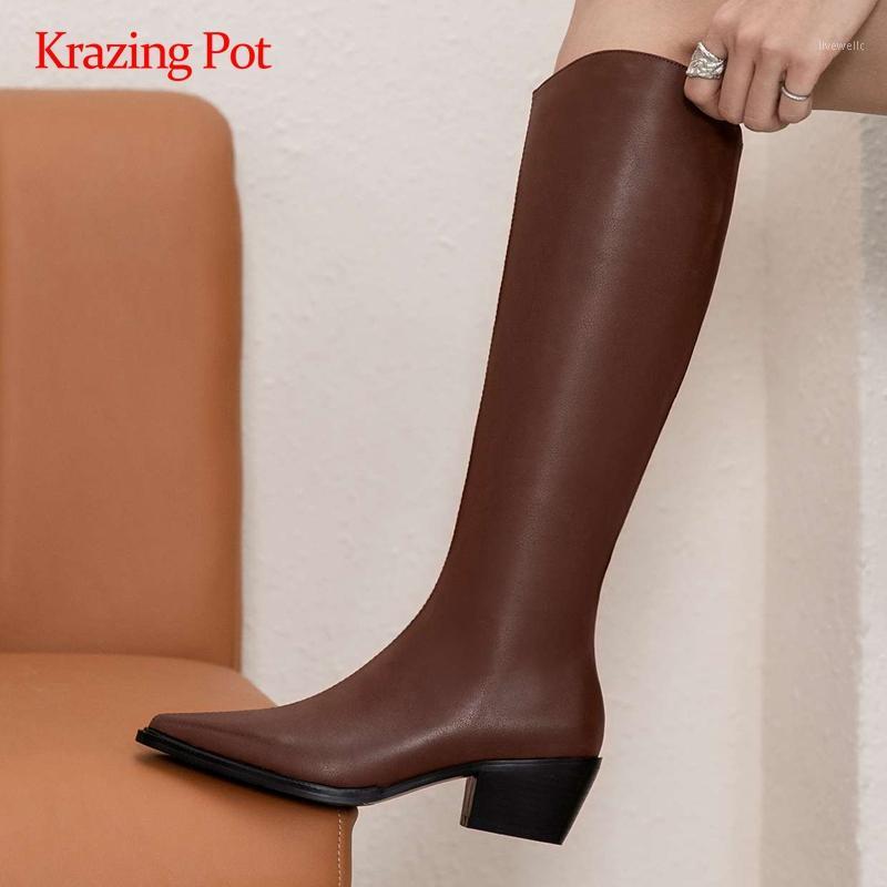 Krazing pot equestrian boots natural leather european design thick high heel pointed toe zipper young girls knee high boots L421, Black
Krazing pot equestrian boots natural leather european design thick high heel pointed toe zipper young girls knee high boots L421, Black