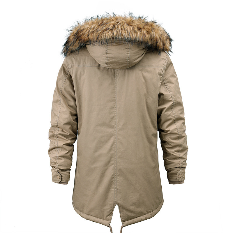 Winter Jacket Men Outdoor Parka Coat Plus Size Fur Collar Warm Coat With Many Pockets Outdoor Sport Working Jacket Men Fur Lined 201027