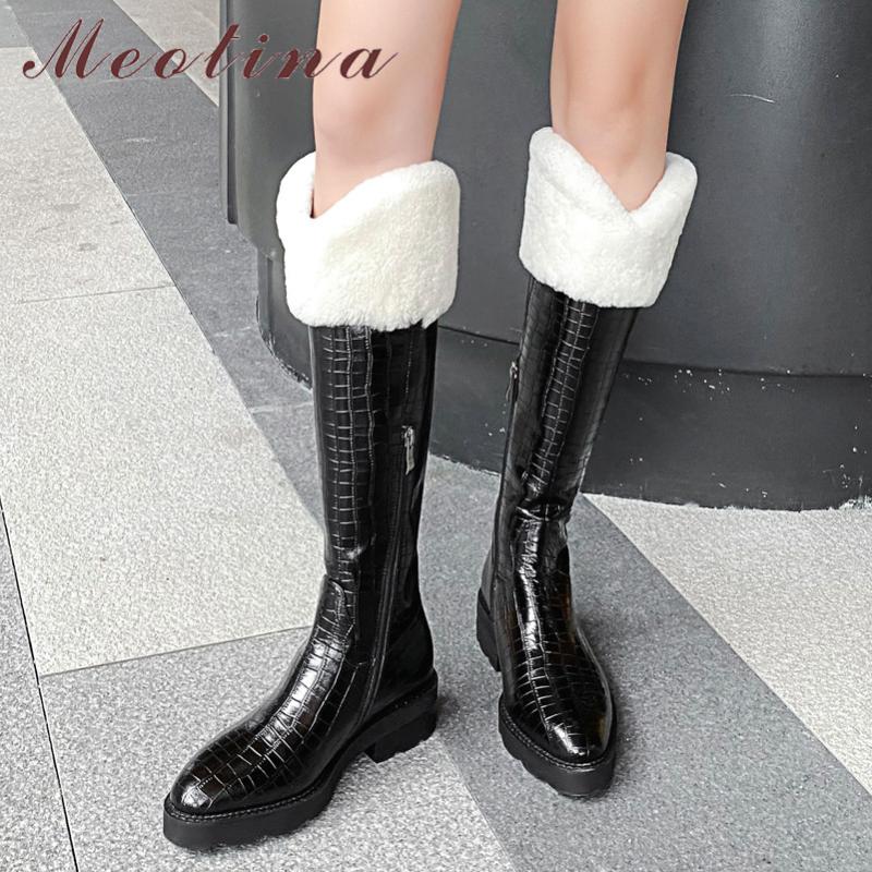 Meotina Natural Genuine Leather Platform Mid Heel Western Boots Women Long Boots Shoes Zipper Thick Heels Knee High Black
Meotina Natural Genuine Leather Platform Mid Heel Western Boots Women Long Boots Shoes Zipper Thick Heels Knee High Black