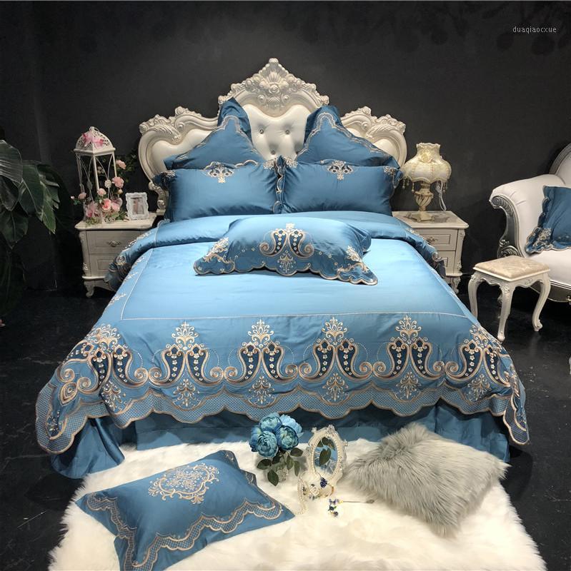 Luxury European 120S Egyptian Cotton Gold Royal Embroidery Bedding Set Light Blue Duvet Cover Bed sheet/Linen Pillowcases1
Luxury European 120S Egyptian Cotton Gold Royal Embroidery Bedding Set Light Blue Duvet Cover Bed sheet/Linen Pillowcases1