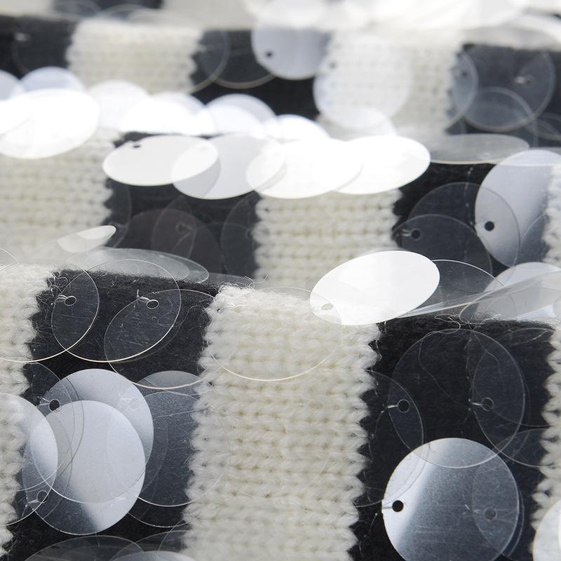 Black white striped patchwork tank top women Sleeveless sequins short modis knitted tops 2020 autumn and winter new arrival