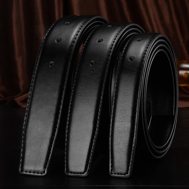 

2.4cm 2.8cm 3.0cm 3.2cm 3.5cm 3.8cm Width Belt Body Strap No with Buckle Businese Genuine Leather Belt For Automatic Pin Buckle, Black