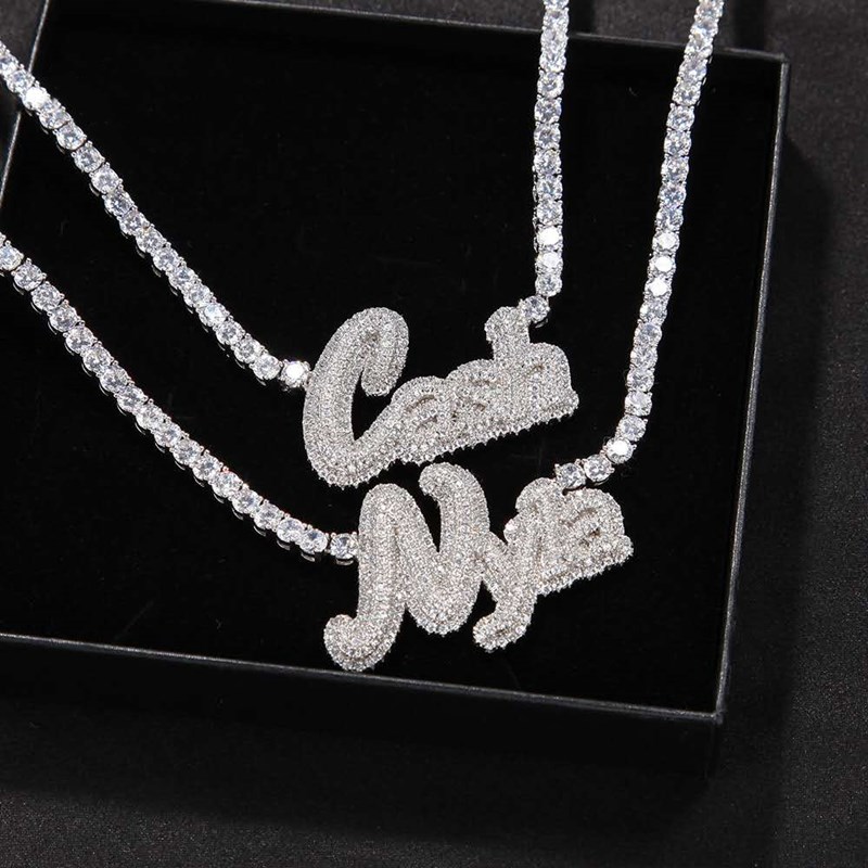 Unique Fashion Custome Name Letter Necklace Gold Plated Bling Icy CZ Letter Pendant Necklace With 4mm 20inch CZ Tennis Chain for Men Women
Unique Fashion Custome Name Letter Necklace Gold Plated Bling Icy CZ Letter Pendant Necklace With 4mm 20inch CZ Tennis Chain for Men Women