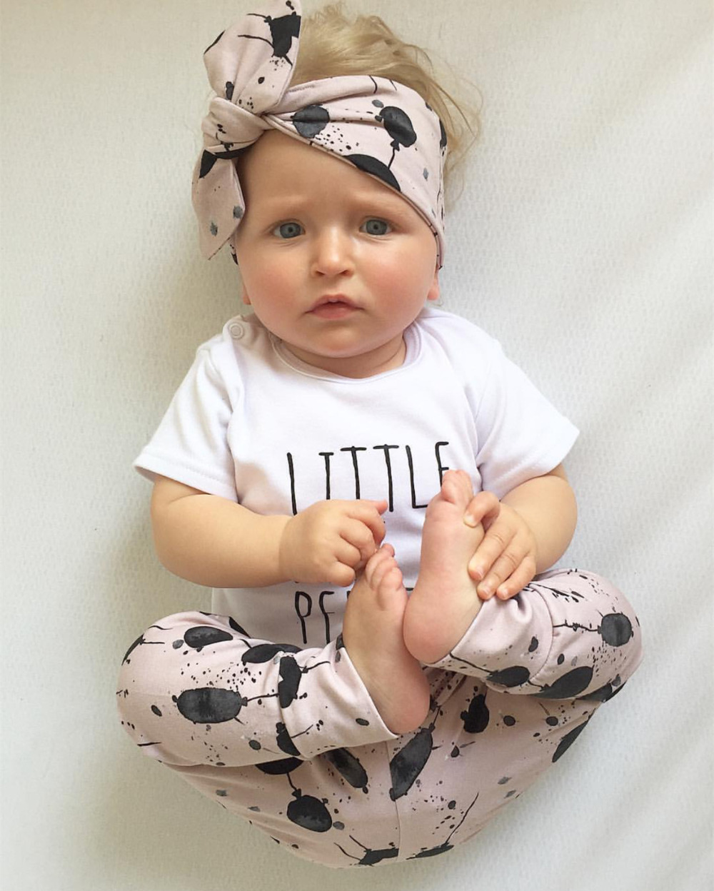 /Set Newborn Baby Girl Clothes Casual Letter Short Sleeve T-shirt+Balloon Print Pants+Headband Infant Toddler Clothing Sets LJ201223